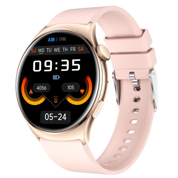 Montre connectée Amnésia AMOLED 1 43" - appels Bluetooth  cardio  10 j - Silicone Rose Gold