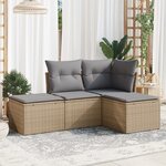 vidaXL Salon de jardin avec coussins 4 Pièces beige résine tressée