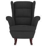 vidaXL Fauteuil à bascule à oreilles en velours noir bois massif