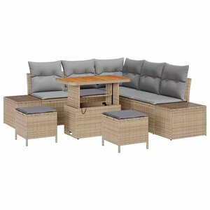 vidaXL Ensemble de canapé de jardin 8 Pièces Beige Poly rotin