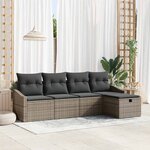 vidaXL Ensemble de canapé de jardin avec coussin 5 Pièces Gris Poly rotin