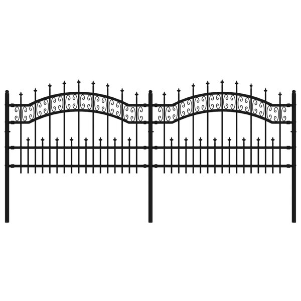 vidaXL Clôture de jardin avec sommet de lance Noir 115 cm