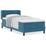 vidaXL Lit Box Spring avec Matelas Bleu Foncé 100x200 cm Velours
