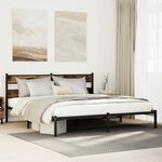 vidaXL Cadre de lit en métal sans matelas chêne fumé 200x200 cm
