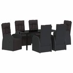 vidaXL Ensemble de salle à manger pour jardin 7 Pièces Noir polyrotin