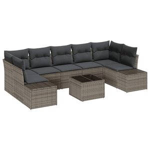 vidaXL Ensemble de canapé de jardin 8 Pièces Gris Poly rotin
