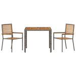 vidaXL Ensemble de salle à manger pour jardin 3 Pièces Gris polyrotin