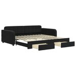 vidaXL Lit de jour avec gigogne et tiroirs sans matelas noir 100x200cm