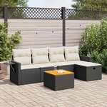 vidaXL Salon de jardin 6 Pièces avec coussins noir résine tressée