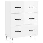 vidaXL Buffet Blanc brillant 69 5x34x90 cm Bois d'ingénierie