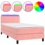 vidaXL Sommier à lattes de lit avec matelas LED Rose 100x200cm Velours