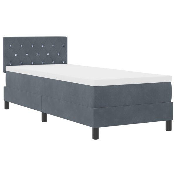 Lit Box Spring vidaXL avec Matelas & LED Gris Foncé 80x200 cm Velours