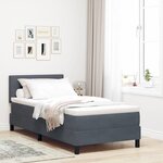 Lit à ressorts vidaXL avec matelas et LED gris foncé 100x200 cm en velours