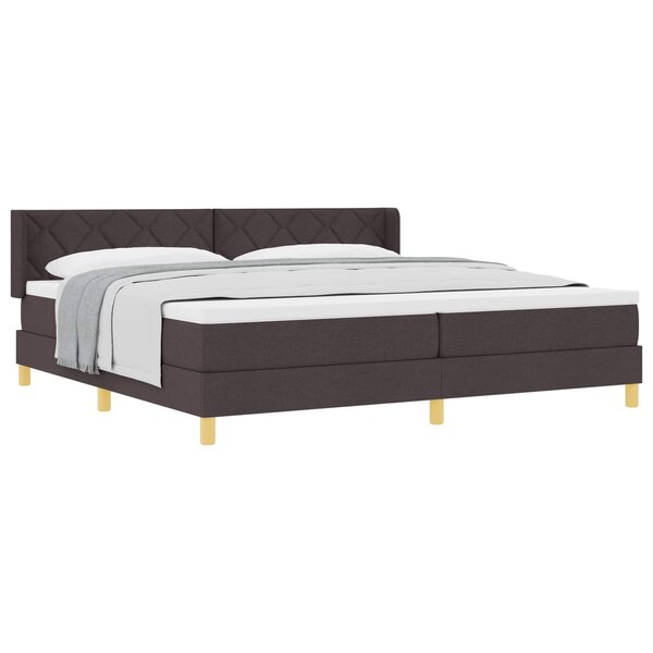 vidaXL Lit à ressorts avec matelas Marron foncé 200 x 200 cm Polyester