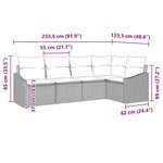 vidaXL Ensemble de Canapés avec coussin 5 Pièces Gris polyrotin