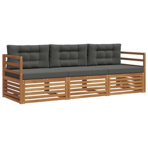 vidaXL Ensemble de canapés d'extérieur 3 pc Naturel et Anthracite