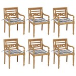 vidaXL Chaises Batavia avec coussins 6 Pièces Bois de teck solide
