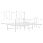 vidaXL Cadre de lit métal sans matelas et pied de lit blanc 135x190 cm