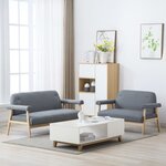 vidaXL Ensemble de canapé pour 5 personnes 2 Pièces Tissu Gris clair