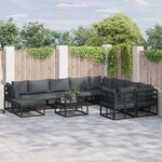 vidaXL Ensemble de canapé de jardin 11 Pièces Noir 70 x 70 x 32 cm
