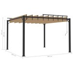 vidaXL Tonnelle avec toit à persienne 3x3 m Taupe Tissu et aluminium