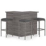 vidaXL Ensemble de bar de jardin 4 Pièces et coussins Résine tressée Gris