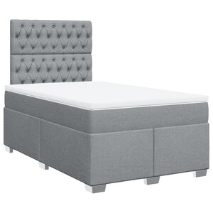 vidaXL Sommier à lattes de lit et matelas gris clair 120x190 cm tissu