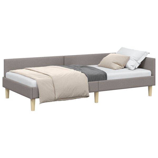 vidaXL Cadre de lit d'angle avec tête de lit Taupe 90 x 190 cm tissu