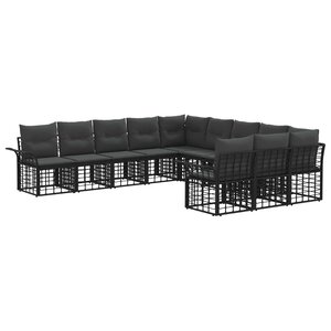 vidaXL Ensemble de canapés d'extérieur 11 Pièces Noir et Gris foncé