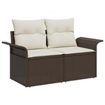 vidaXL Ensemble de Canapé de Jardin de 8 Pièces avec Coussins en Rattan Poly Marron