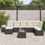 vidaXL Ensemble de canapé de jardin 8 Pièces Noir et blanc