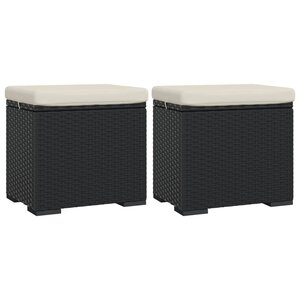 vidaXL Poufs avec coussins lot de 2 noir 40x30x40 cm résine tressée