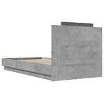 vidaXL Cadre de lit avec LED sans matelas gris béton 75x190 cm