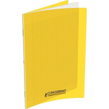 Cahier 48 pages seyès 90 g  couverture polypropylène jaune  format 24 x 32 cm CONQUERANT