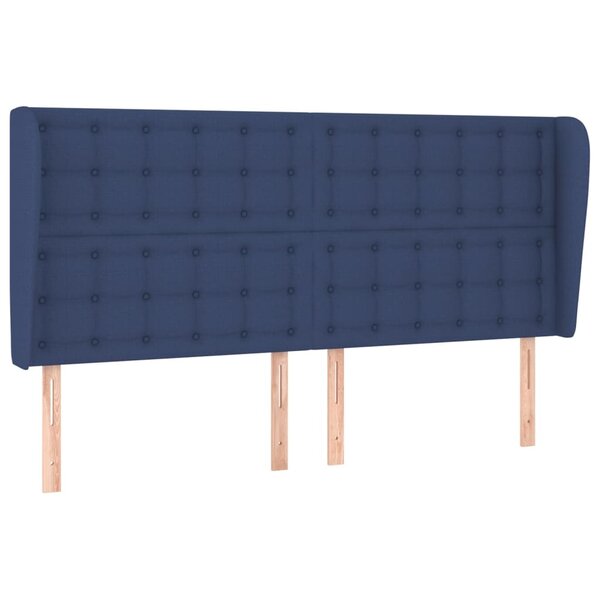 vidaXL Tête de lit avec oreilles Bleu 163x23x118/128 cm Tissu