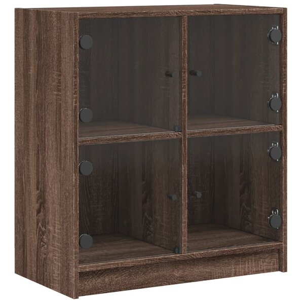 vidaXL Armoire latérale avec portes en verre chêne marron 68x37x75 5cm