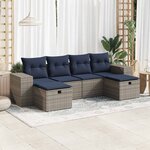 vidaXL Salon de jardin 6 Pièces avec coussins gris résine tressée