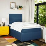 vidaXL Sommier à lattes de lit avec matelas Bleu 120x200 cm Tissu