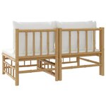 vidaXL Salon de jardin 2 Pièces avec coussins blanc crème bambou