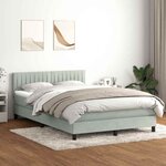 vidaXL Sommier à lattes de lit et matelas gris clair 160x220cm velours
