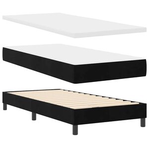 vidaXL Lit à ressorts avec matelas noir 100x200 cm en velours Noir