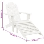 vidaXL Chaise de jardin avec pouf Bois Blanc