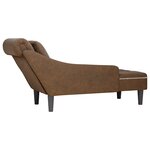 vidaXL Fauteuil long avec coussin et accoudoir droit marron similicuir