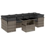 vidaXL Salon de jardin 8 Pièces avec coussins gris résine tressée