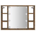 vidaXL Armoire à miroir avec LED Chêne fumé 76x15x55 cm