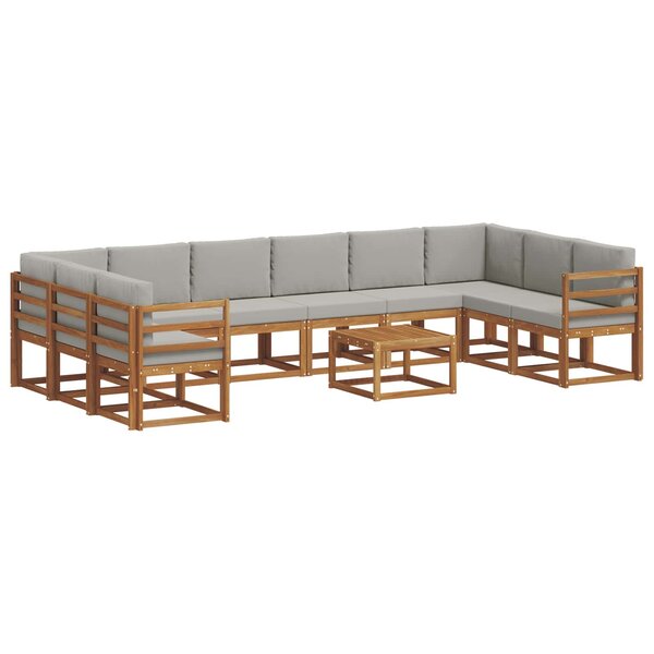 vidaXL Ensemble de canapés d'extérieur 11 Pièces Gris Naturel et Clair
