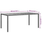 vidaXL Table de jardin 190x90x75 cm Résine tressée/bois d'acacia Gris
