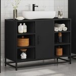 vidaXL Armoire lavabo de salle de bain noir 80x33x60cm bois ingénierie
