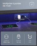 Bureau gaming avec led et multiprise table gamer bureau informatique avec rehausseur d’écran pour 2 ordinateurs pour chambre lwd192b56 b34lwd191b56 lwd191b56 12_0004633
