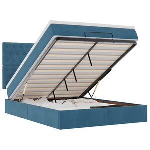 vidaXL Cadre de lit ottoman avec matelas bleu foncé 140x200 cm velours